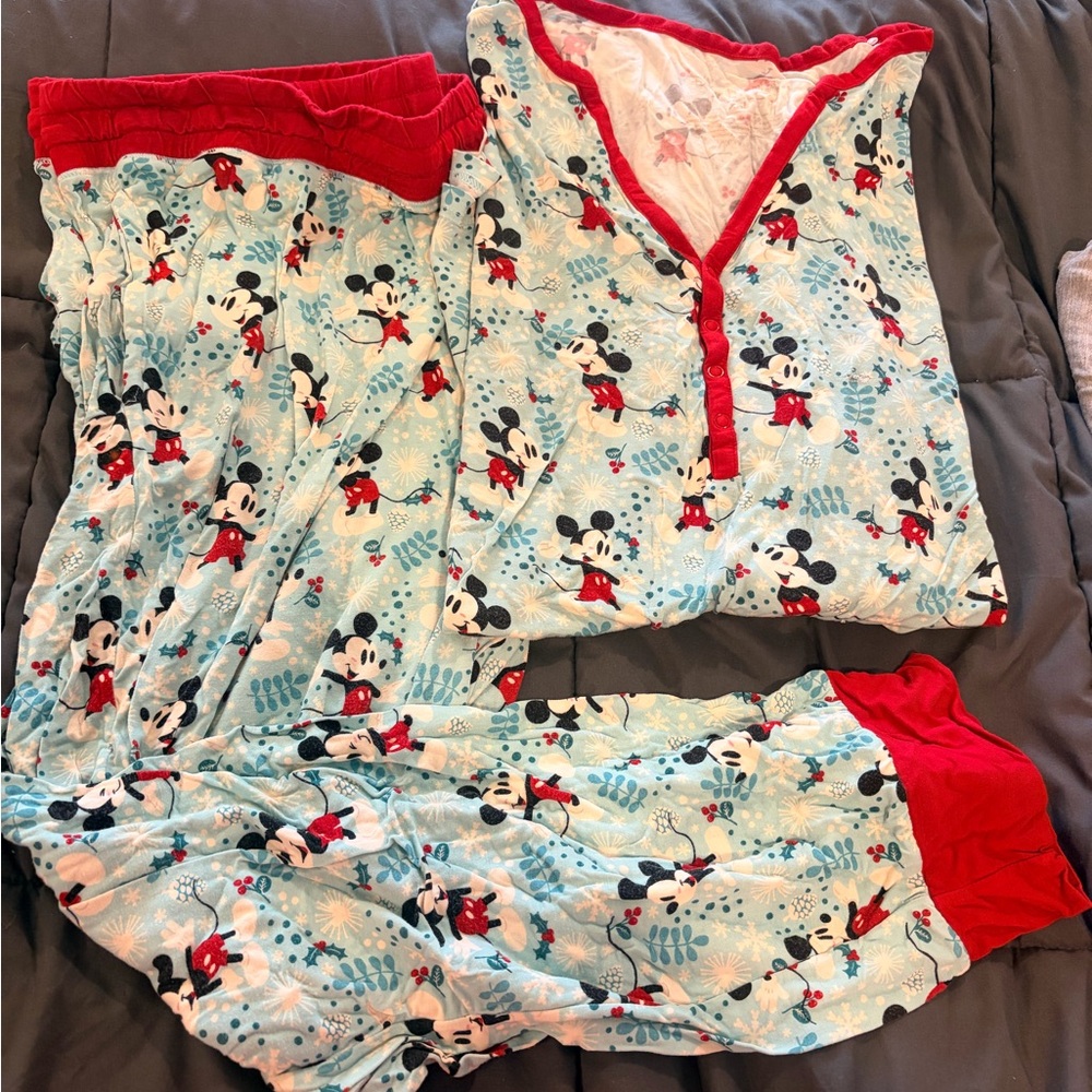 Little Sleepies Red and Light Blue Mickey Mouse Pajama Set